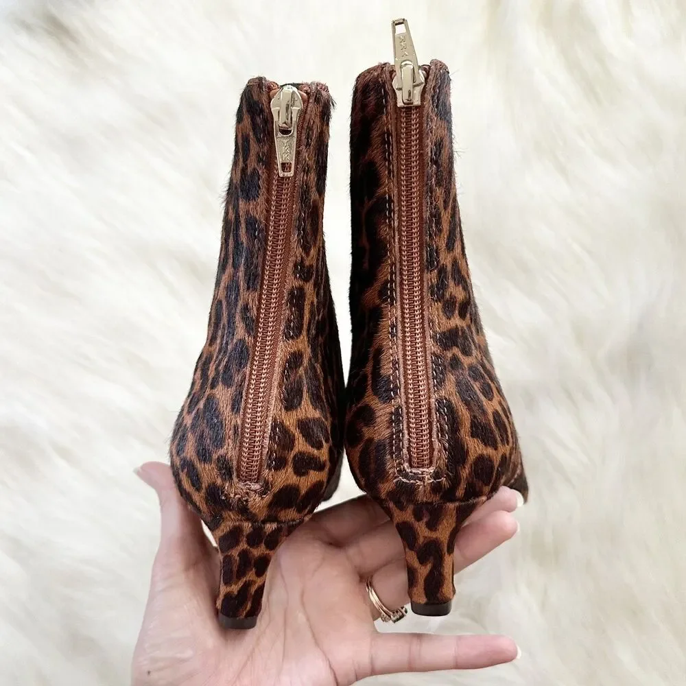 NWOB Madewell The Dimes Kitten-Heel Boot in Dark Carob Multi Animal Print Sz 8.5
